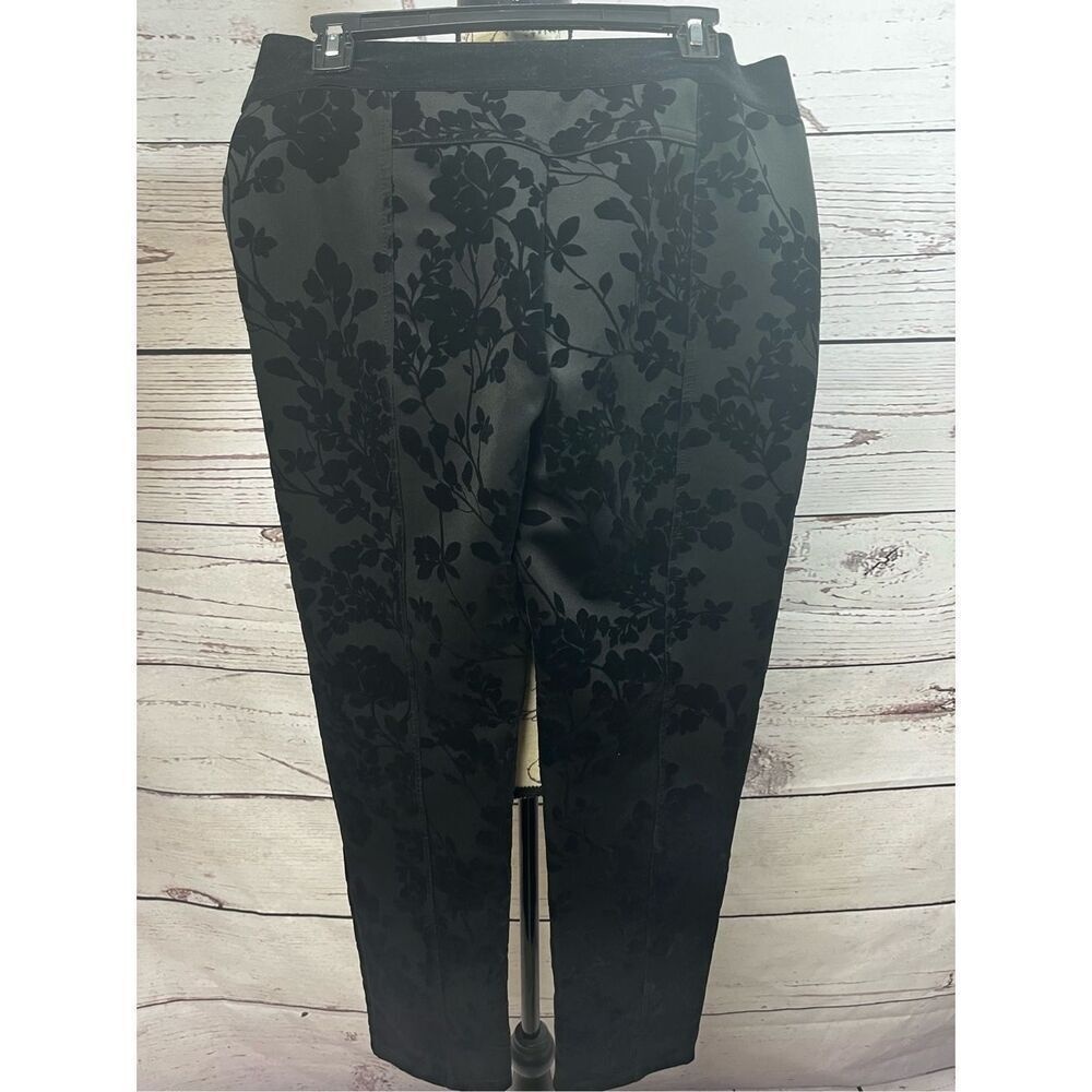 Liz Claiborne‎ Career Classic Black Floral Velvet Jacquard Dress Pants Large